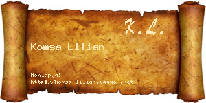 Komsa Lilian névjegykártya